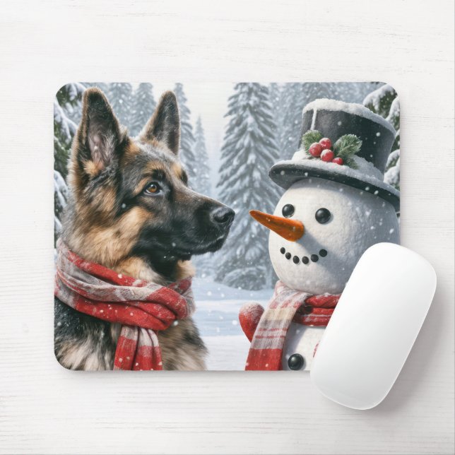 Mousepad German shepherd Com Neve (Com mouse)