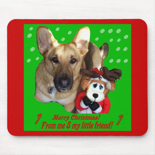 Mousepad German shepherd de Natal e Reindeer de Brinquedos (Frente)