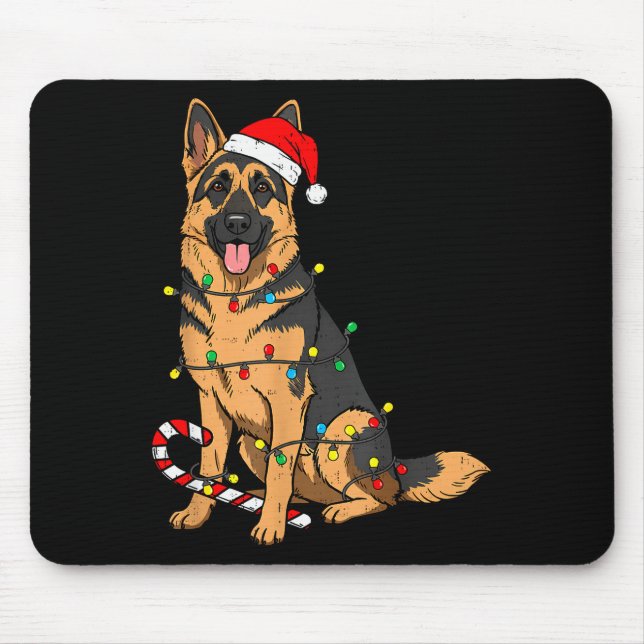 Mousepad German Shepherd Dog Christmas Lights Xmas Pet Dog  (Frente)