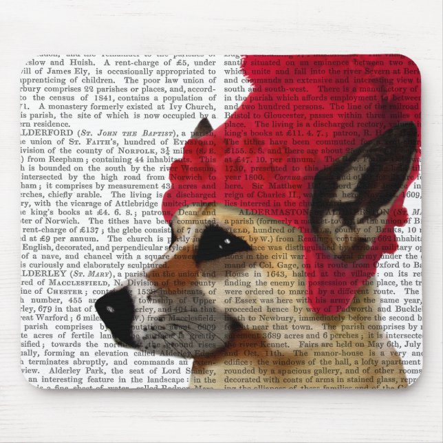 Mousepad German shepherd em Red Wooly Hat (Frente)