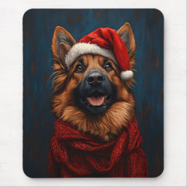 Mousepad German shepherd em um Chapéu Santa