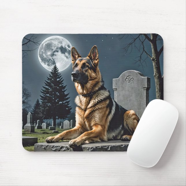 Mousepad German shepherd em uma Gravestone (Com mouse)