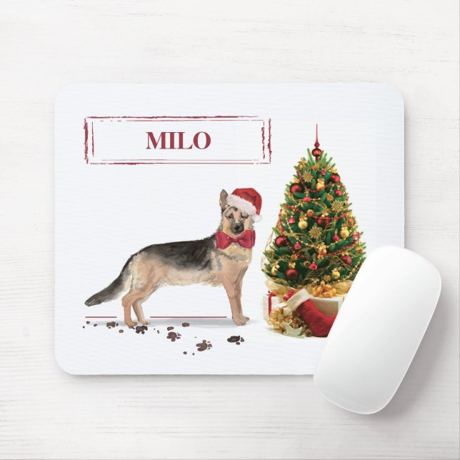 Mousepad German shepherd Engraçado Cachorro de Natal com Ár (Com mouse)