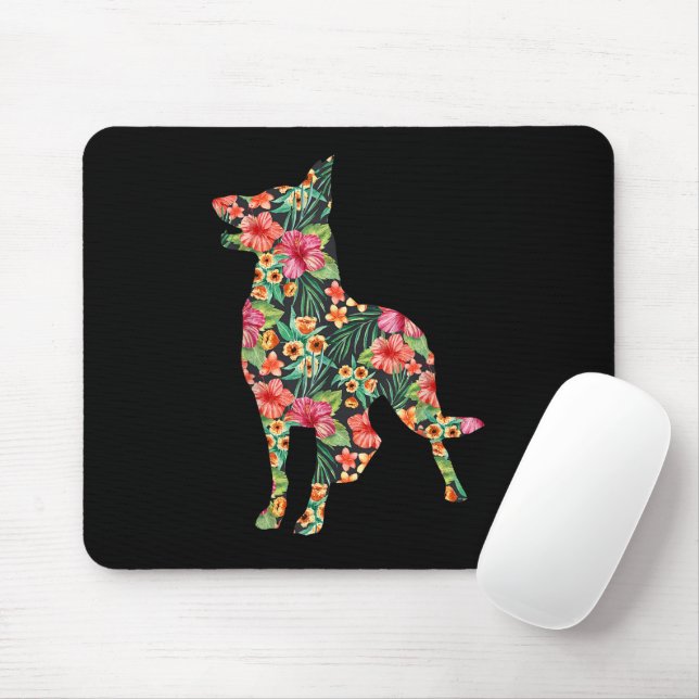 Mousepad German shepherd Flor Engraçado Cachorro Silhueta F (Com mouse)