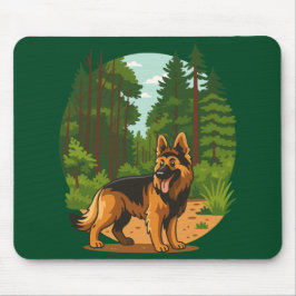 Mousepad German Shepherd Forest Adventure Dog
