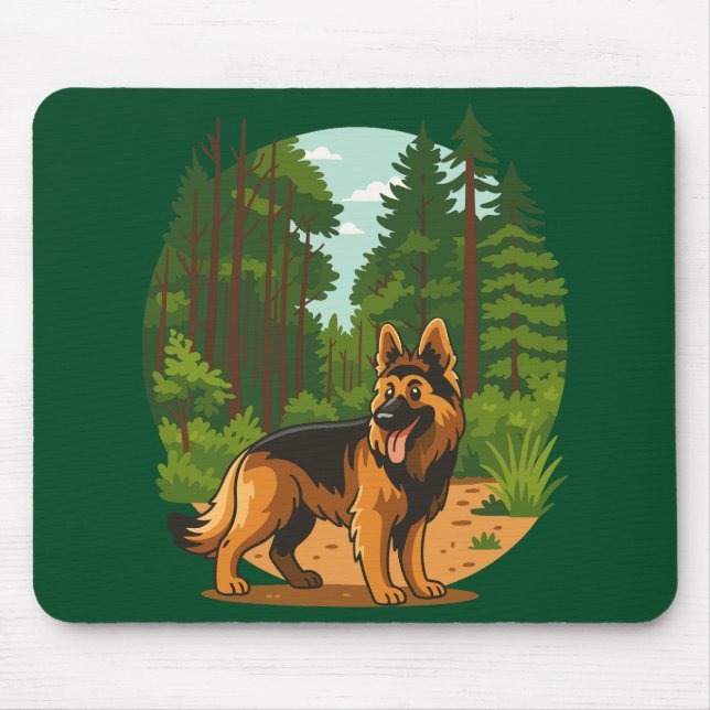 Mousepad German Shepherd Forest Adventure Dog  (Frente)