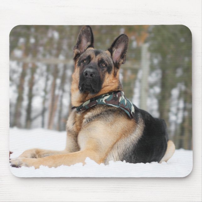 Mousepad German shepherd Na Neve (Frente)