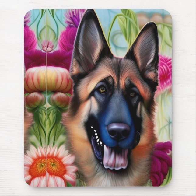 Mousepad German shepherd no Jardim (Frente)