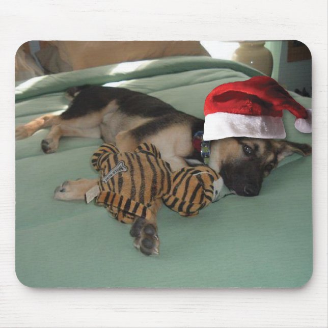 Mousepad German shepherd Pup com Santa Hat (Frente)
