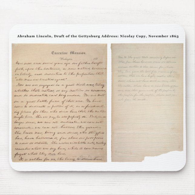 Mousepad Gettysburg Endereço Nicolay Copy (1863) (Frente)