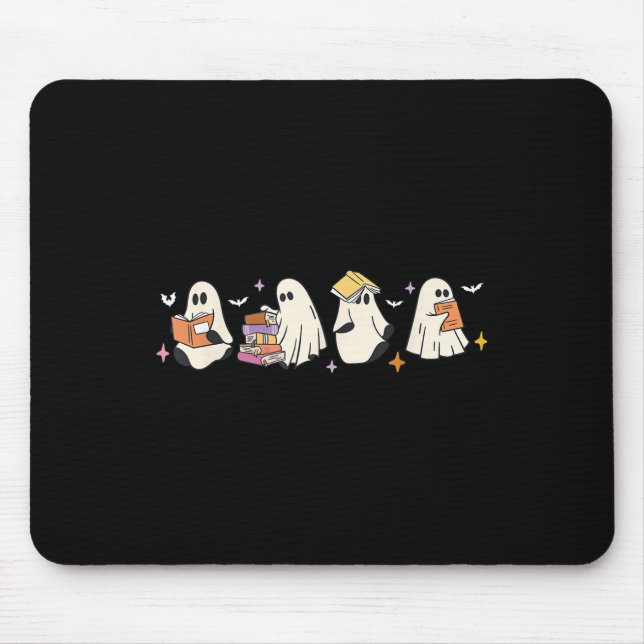 Mousepad Ghost Book engraçado lendo livros de Halloween (Frente)