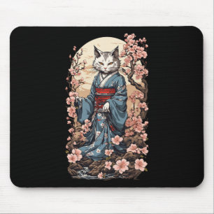 Mousepad Ghost Cat Com Kimono Japonês Yokai Folklore Desi
