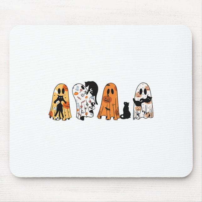 Mousepad Ghost Cat Halloween Ghost Black Cat Season (Frente)