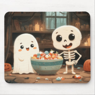 Mousepad Ghost e esqueleto bonitos com bolinho de chocolate
