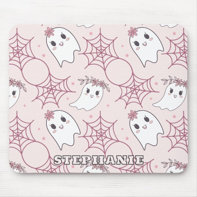 Mousepad Ghost e padrão teórico do Dia das Bruxas em Cute ( (Frente)