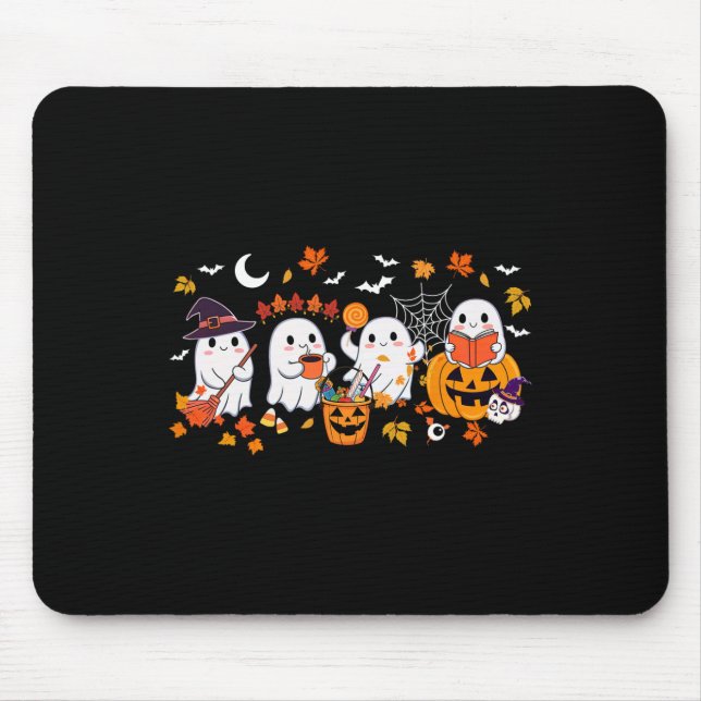 Mousepad Ghost Ghost Coffee Halloween Ghost Fall Bo (Frente)