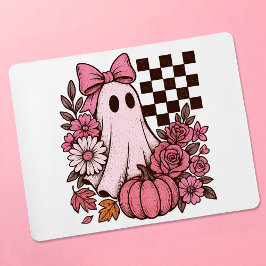 Mousepad Ghost Girl retrorada cor-de-rosa com Arco Hallowee