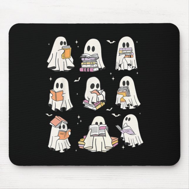 Mousepad Ghost Lading Book Bonito Amava Halloween Engraçado (Frente)