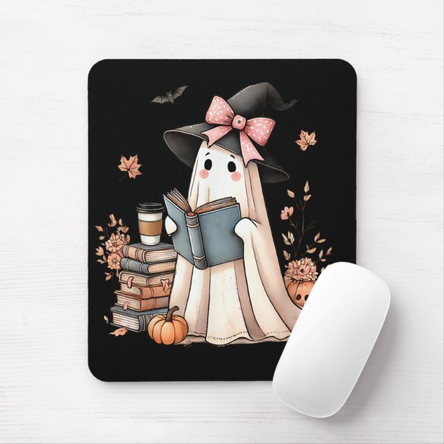 Mousepad Ghost Lading Book Bonito Amava o Fantasma do Hallo (Com mouse)