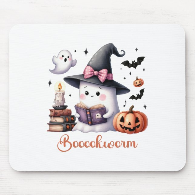 Mousepad Ghost Leitura de Arco de Coquetes do Livro Hallowe (Frente)