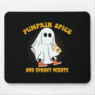Mousepad Ghost Pumpkin Spice Latey Fall Vibe Halloween Spoo