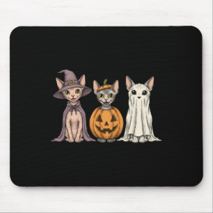 Mousepad Ghost Sphynx Cat Lover Pumpkin Halloween Longo