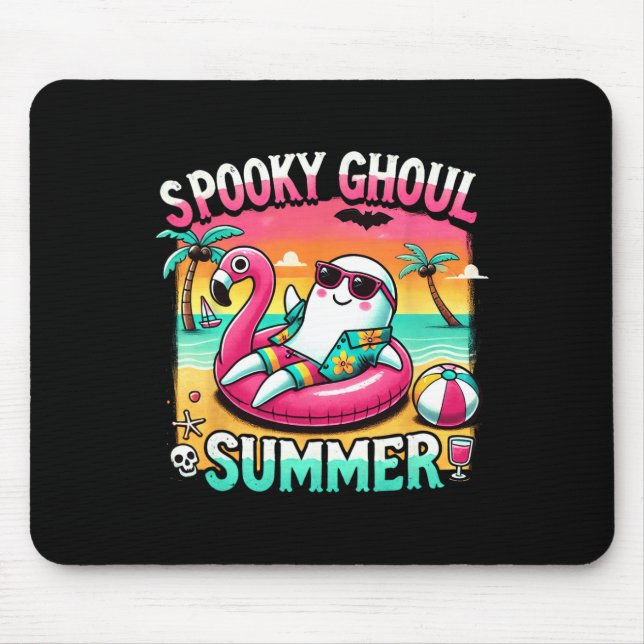 Mousepad Ghoul Summer Cute Ghost Flamingo Summer Vac (Frente)