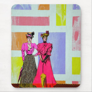 Mousepad Gibson Girls em um Padrão Mondriano