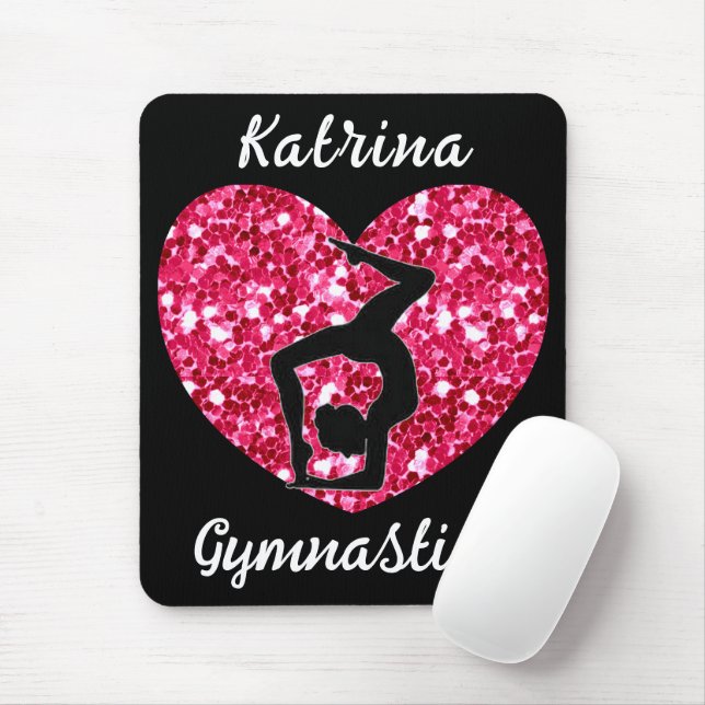 Mousepad Ginástica Preta e Rosa Quente Personalizada (Com mouse)