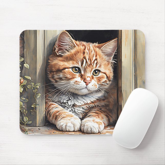 Mousepad Ginger Cat (Com mouse)