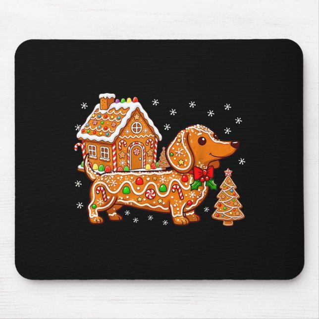 Mousepad Gingerbread Dachshund Christmas Tree House Cookie  (Frente)