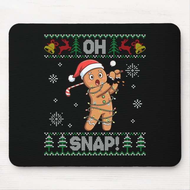 Mousepad Gingerbread Golf Christmas Cookie Oh Snap Santa Ug (Frente)