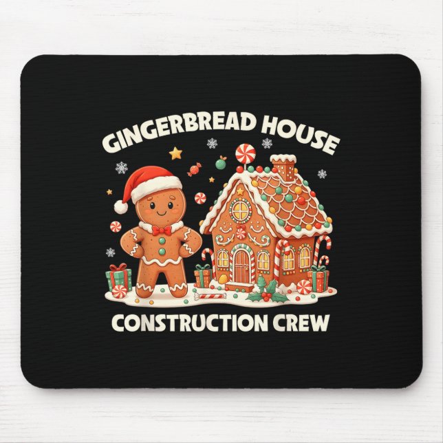 Mousepad Gingerbread House Construction Crew Kids Men Women (Frente)