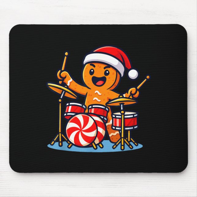Mousepad Gingerbread Man Playing Drums  (Frente)