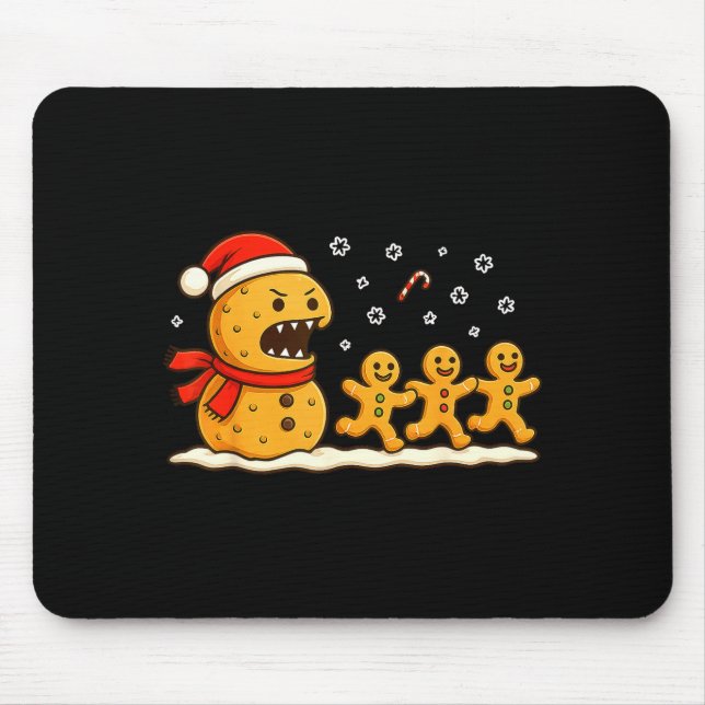 Mousepad Gingerbread Monster Chase Funny Christmas Cookie X (Frente)