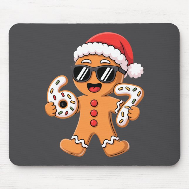 Mousepad Gingerbread Santa With Sungles Holding 67 Cookies  (Frente)