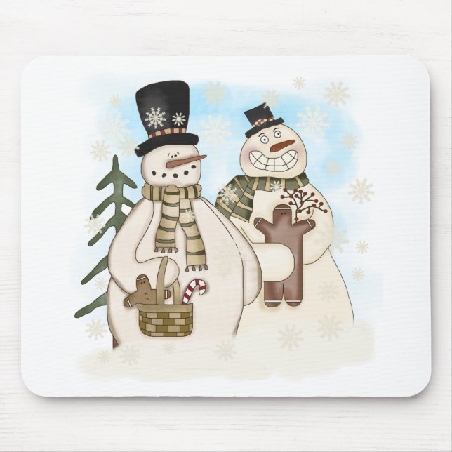 Mousepad Gingerpão Snowmen T-shirts e presentes (Frente)
