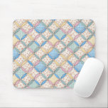 Mousepad Gingham and Print Cathedral Window Quilt Design<br><div class="desc">A seamless background featuring pastel gingham patterns and floral prints in a cathedral window quilt design</div>
