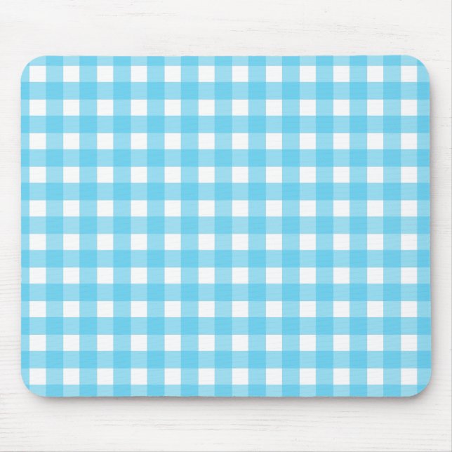 Mousepad Gingham azul-ceruliano brilhante (Frente)