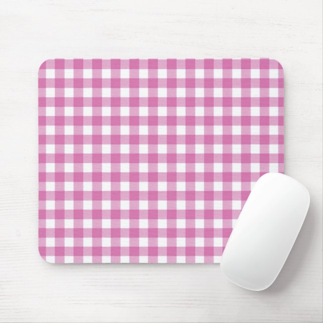 Mousepad Gingham Rosa e Branco (Com mouse)