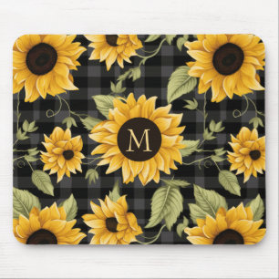Mousepad Gingham Sunflower Pattern