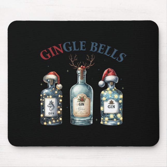 Mousepad Gingle Bells Funny Gin Gin Bells Christmas Tree Me (Frente)
