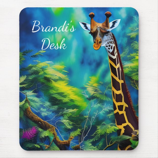 Mousepad Girafa alta nas árvores (Frente)