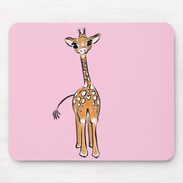 Mousepad Girafa branca a desenhar rosa (Frente)