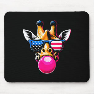 Mousepad Girafa Com Gles Dos Eua E Bubblegum 4 De Julho