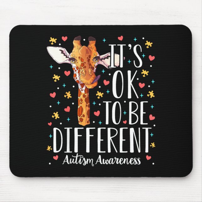 Mousepad Girafa Conscientização do Autismo Está Bem Ser Dif (Frente)