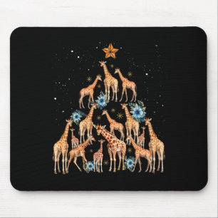 Mousepad Girafa de Natal bonita Girafa de árvore de Natal v