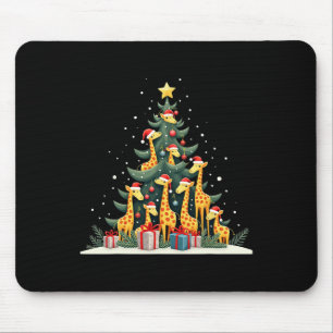 Mousepad Girafa de Natal bonita Girafa de árvore de Natal v
