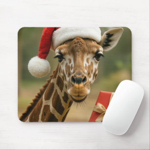 Mousepad Girafa de Natal com Presente de Feriado