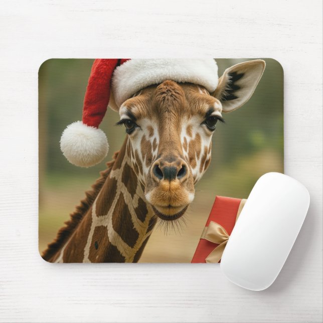 Mousepad Girafa de Natal com Presente de Feriado (Com mouse)